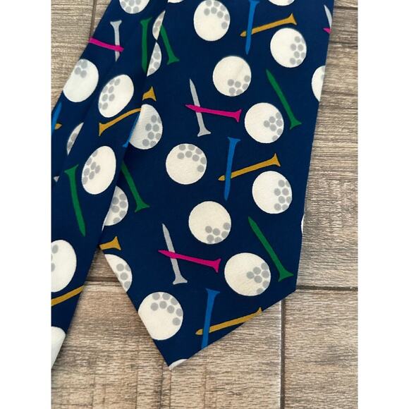 Vintage Lillian Vernon Men's 100% silk Designer Golf Necktie tie made in Korea - Picture 3 of 5